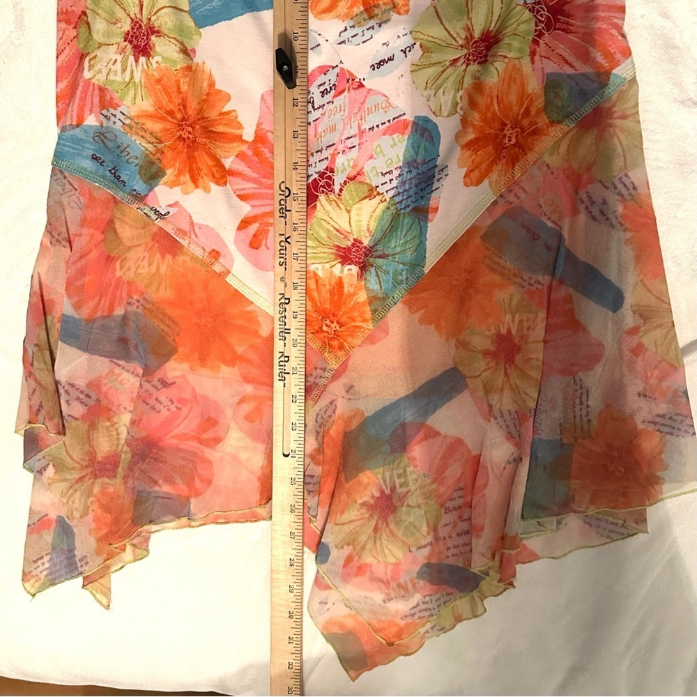 Soft Touch by Christine Phillipe Asymmetric Hem Floral Flowy Skirt S pink orange - Picture 4 of 6